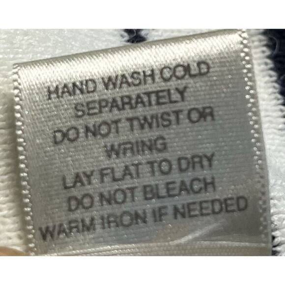 Christopher & Banks Blue Striped Pullover V Neck Crop Sweatshirt Women’s L - Picture 9 of 9